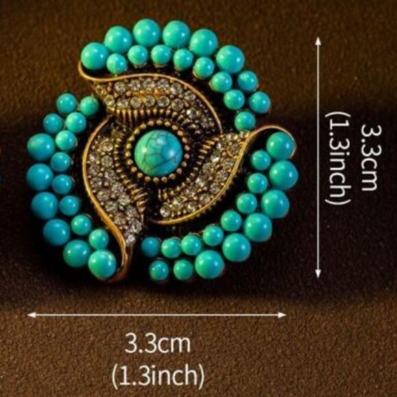 Vintage Western Style Fake Turquoise Earrings - Picture 3 of 9